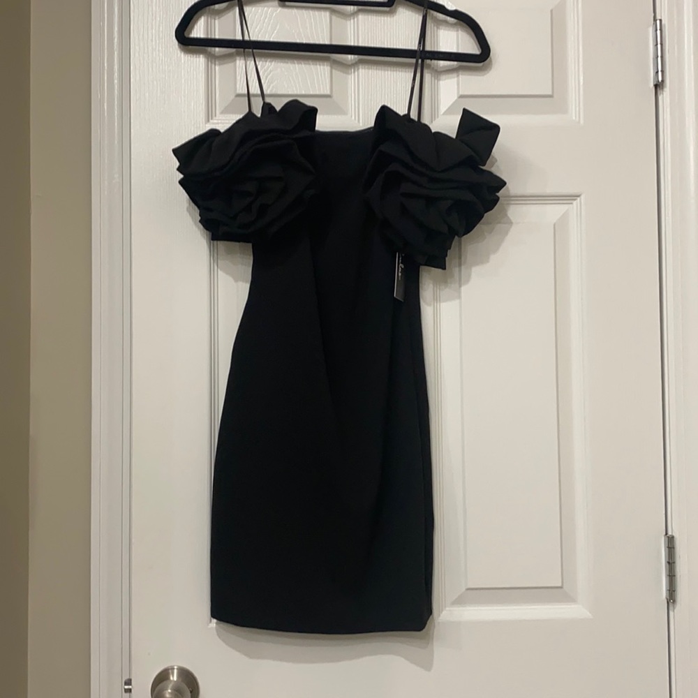 Black Puffy Sleeve Mini Dress - Sz Small